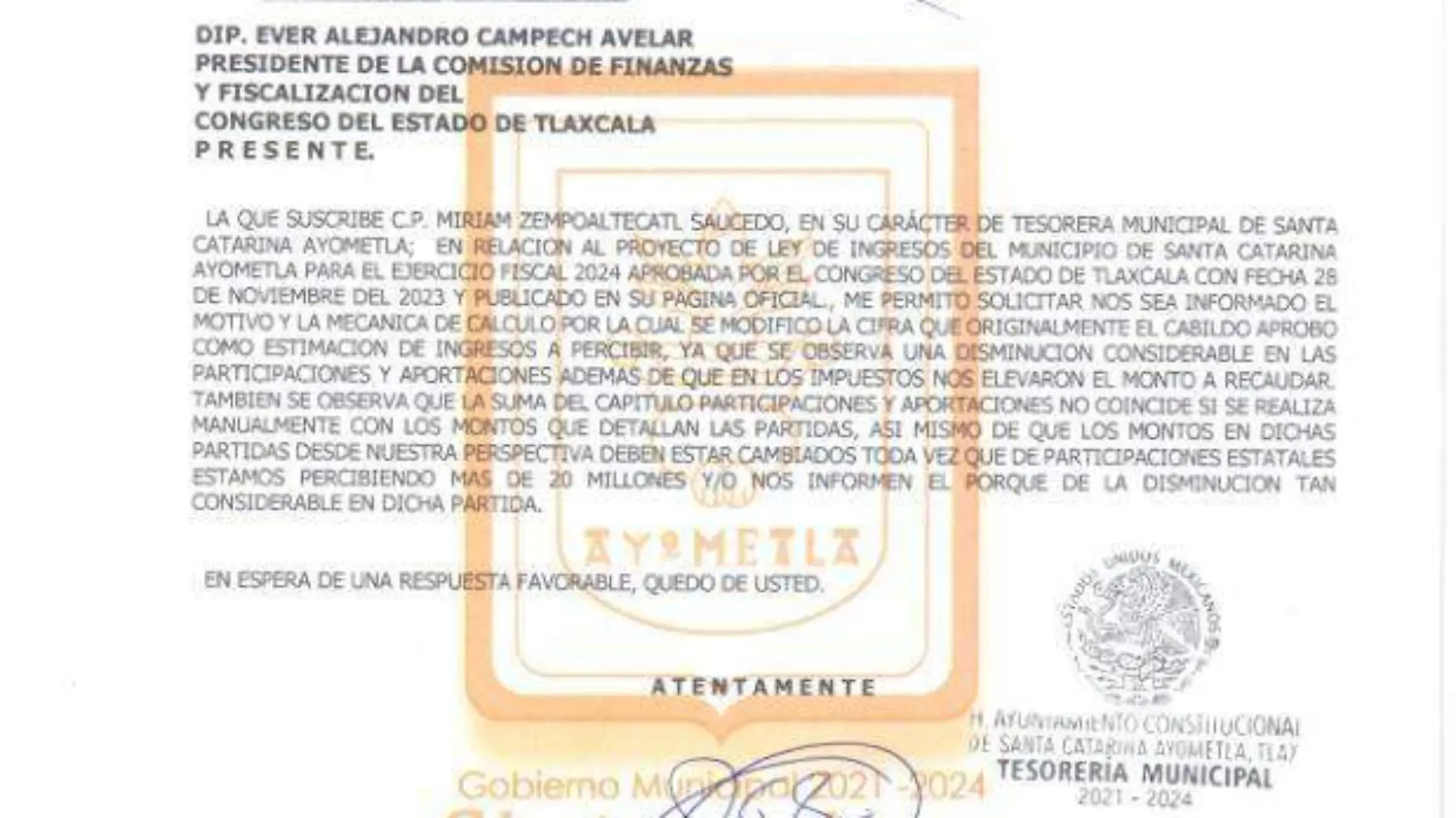 Ingresos Ayometla